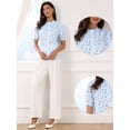 thumbnail image 2 of DARING DIVA Women's Floral BlousesRuffle Neck Puff Short Sleeve Smocked Shirts XS Blue, 2 of 6