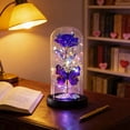 thumbnail image 6 of Preserved Roses in Glass Dome 4.53x9.06 Inch Artificial Glowing Rose with Butterflies Romantic Valentines Roses for Anniversary, Birthday, Valentine’s Day(1pcs, Purple), 6 of 7