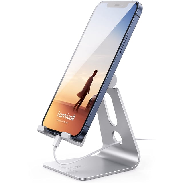 Soporte para teléfono móvil Lamicall, soporte de escritorio ajustable, plateado