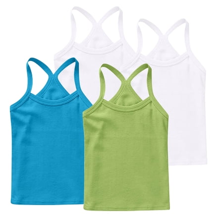ZACPNCV 4 Pieces Girls Dance Tank Tops Racerback Camisole Undershirts Spaghetti Strap Camis Dance Clothes Tank Tops for Girls Green 2-3 Years