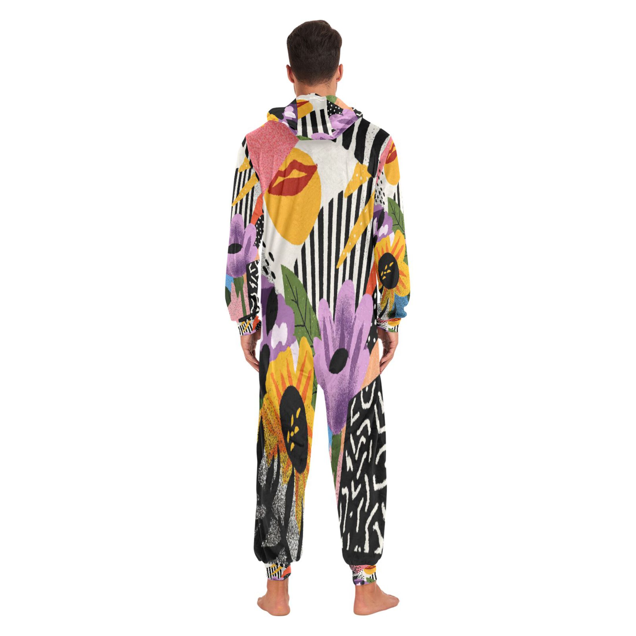 IAUYY Unisex Adult Onesie Pajamas Ultra-Soft Crystal-Soft Fabric, Halloween Adult Onesie Pajamas Adults,With a Zipper Plus Size Onesie Pajamas, Abstract Scene Depiction