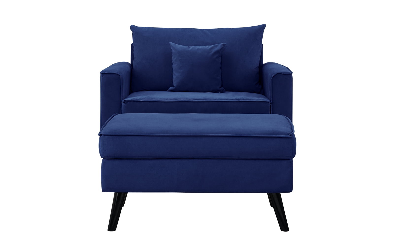 Mid-Century Modern Living Room Accent Chair, Oversized with Storage Ottoman, Navy - Walmart.com ...