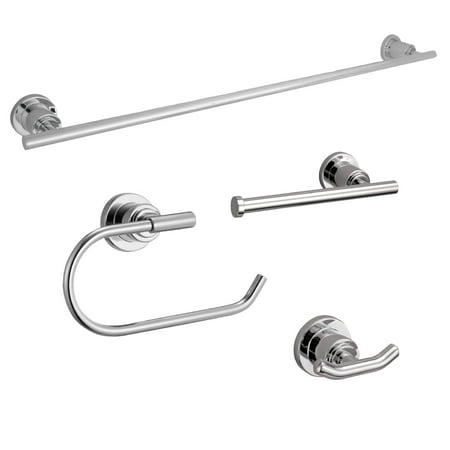 Design House Geneva 4-Piece Bathroom Hardware Accessory Set, Polished Chrome