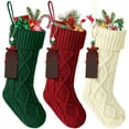 thumbnail image 6 of Personalized Christmas Stockings, Christmas Stockings with Name Tags, 17.7 inch Large Cable Knitted Xmas Hanging Stocking with Blank Bead Wood Tag, Knitted Stockings for Mantels, Fireplace Decor, 6 of 7