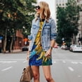 thumbnail image 3 of Easygdp vintage Starry Sunflower para Vestido Transpirable de Mujer, Vestido Suelto de Manga Corta con Pliegues y Bolsillos para el Verano, 3 of 6