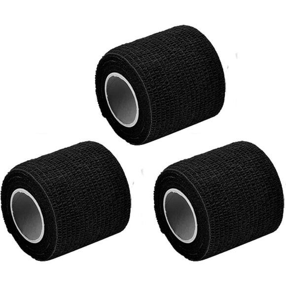 3 Rolls Black Tattoo Grip Needle Wrap Tape Disposable Tattoo Grip Cover Wrap Elastic Tattoo Needle Bandage for Tattoo Machine Grip (Black)