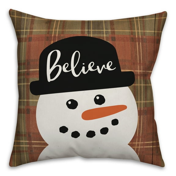 Creative Products Believe Snowman 16x16 Spun Poly Pillow