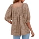 thumbnail image 1 of Minnieouse Blusa de mujer de manga corta, holgada, pulóver, camisa, ropa de verano Prendas para la parte del cuerpo Café L, 1 of 6