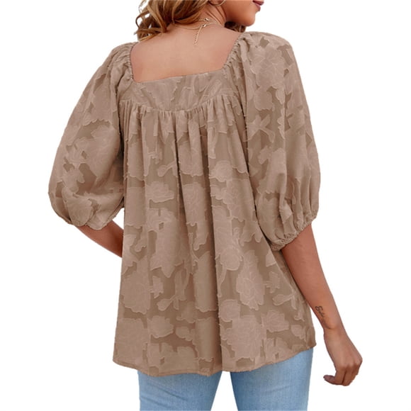 Minnieouse Blusa de mujer de manga corta, holgada, pulóver, camisa, ropa de verano Prendas para la parte del cuerpo Café L