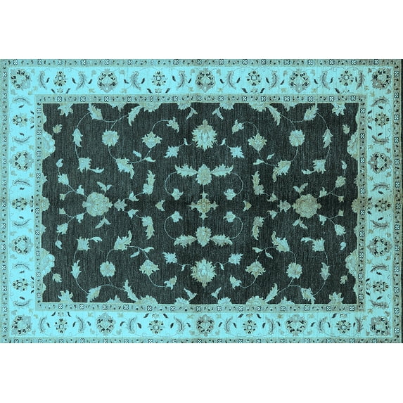 Ahgly Company Indoor Rectangle Oriental Light Blue Traditional Area Rugs, 6' x 9'