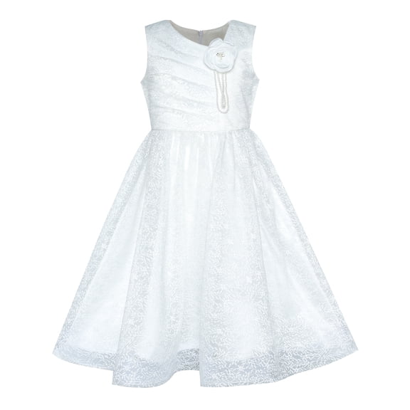 Flower Girl Dress Off White Lace First Communion Wedding Bridesmaid 6 Years