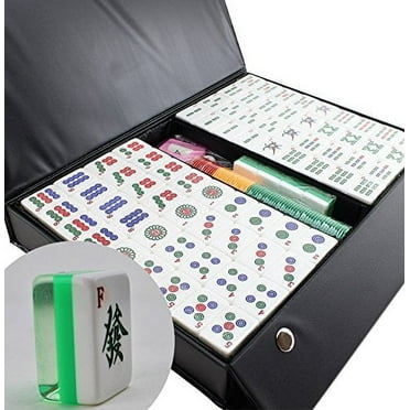 Chinese Numbered Large Acrylic Tiles Mahjong Set 144 Green Tiles 1.3 " Easy-To-Read Game set / Complete set weighs 10 pounds. Gift / Birthday