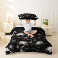 thumbnail image 2 of Homewish Horror Gothic Skull Twin Duvet Cover,Halloween Themed Twin Bedding,Gray,Black Reversible,2pcs,1 Duvet Cover and 1 Pillowcase, 2 of 6