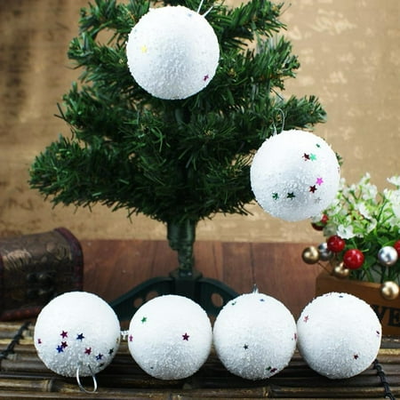 - 6PCS Christmas Snowball Foam Balls Party Ornaments Xmas Tree Hanging
