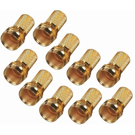 Amertac VA1010RG6TW Coaxial Twist F Connectors, Gold, 10 Pk