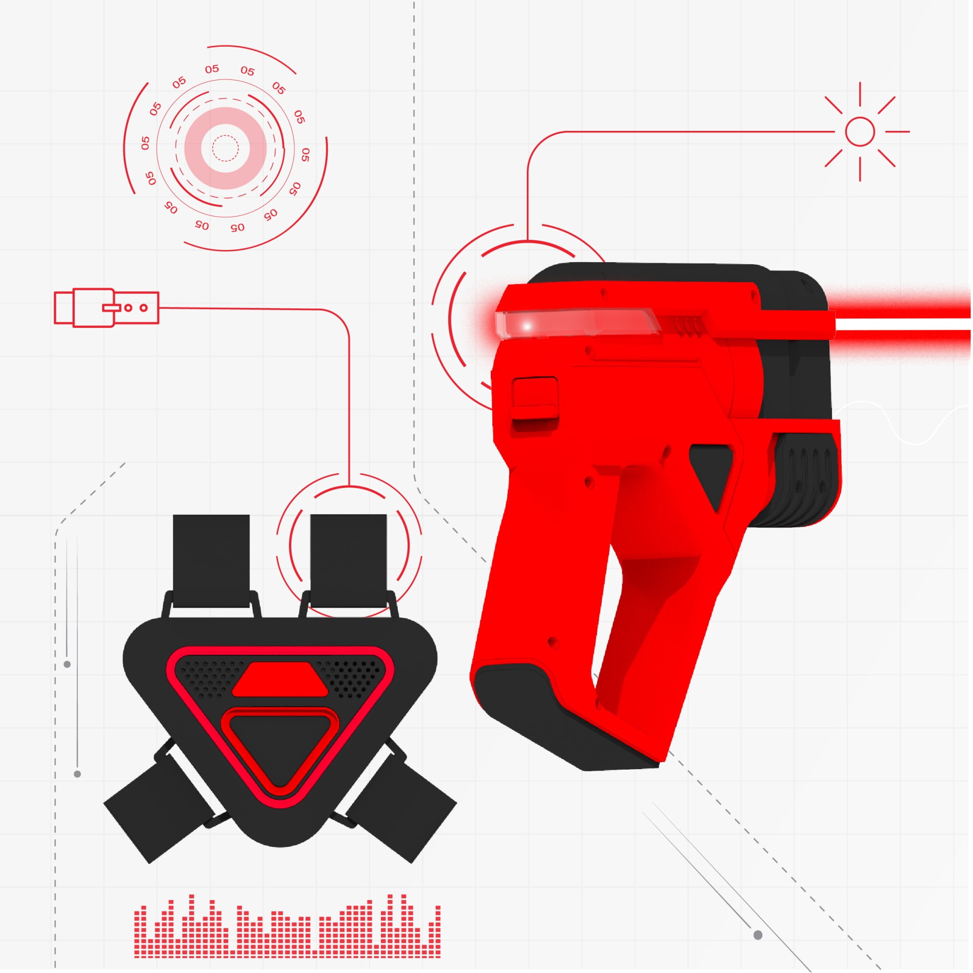 Sharper Image® Team Battle Laser Tag with Safe for Children and Adults, Indoor & Outdoor Battle Games, Combine Multiple Sets for Multiplayer Free-for-All, 8-pieces, Blue And Red, Age 8+