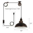thumbnail image 3 of KIGHSIN Modern Industrial Plug in Pulley Pendant Light with 19.5ft Cord, Vintage Barn Bronze Domed Hanging Ceiling Light Fixture for Farmhouse Kitchen Island Living Room Entryway (2 Pack), 3 of 8