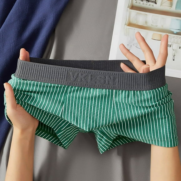 Ropa interior para hombre a rayas sin costuras, bóxers elásticos de cintura alta, cómodos y transpirables, pantalones cortos para jóvenes