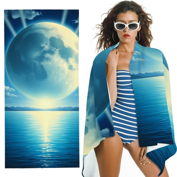 RKSupls Moon Lake Microfiber Beach Towel, Extra Large Quick Dry Lightweight Absorbent Towel for Travel Swimming Camping, Soft Super Absorbent- 30x60 in
