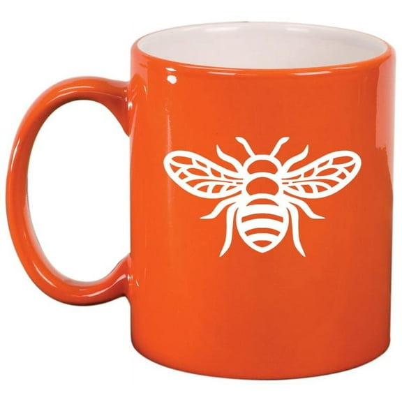 Honey Bee Ceramic Coffee Mug Tea Cup Gift for Her, Him, Friend, Coworker, Wife, Husband (11oz Orange)