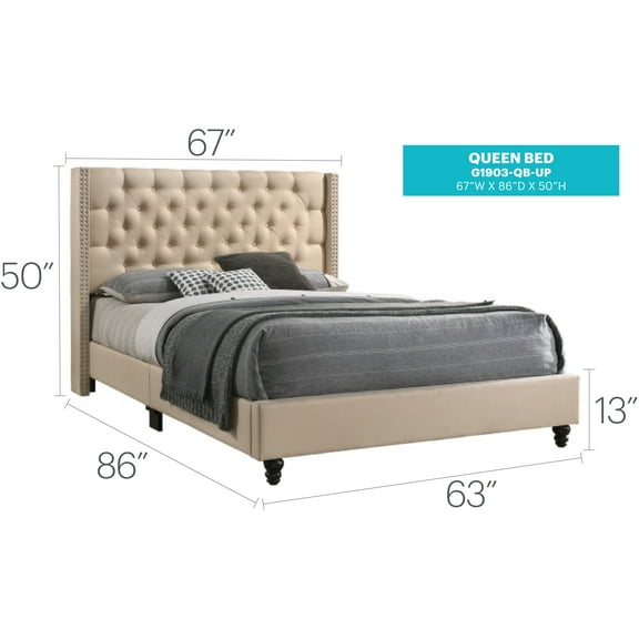 Glory Furniture Julie G1903-QB-UP Beige Queen Bed