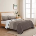 thumbnail image 5 of Queen Quilt Set 90''x96'', Brown Beige Ombre Lightweight Summer Bedspread Coverlet Set with 2 Pillow Shams, Farmhouse Vintage Wooden Striped Breathable All Season Quilt Bedding for Bedroom/Guest Room, 5 of 9