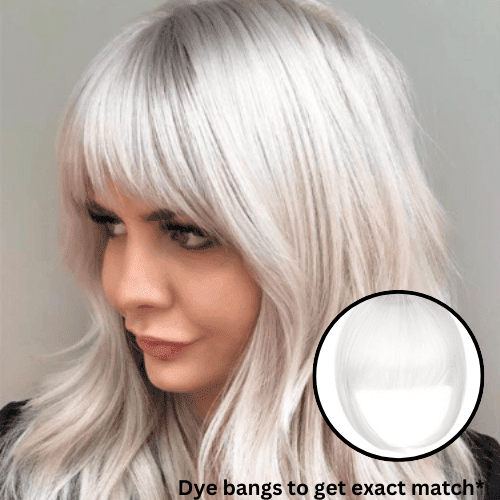 Yhmxh Extensiones de cabello natural sin costuras con patillas, flequillo largo tejido a mano y peluca de fibra química.