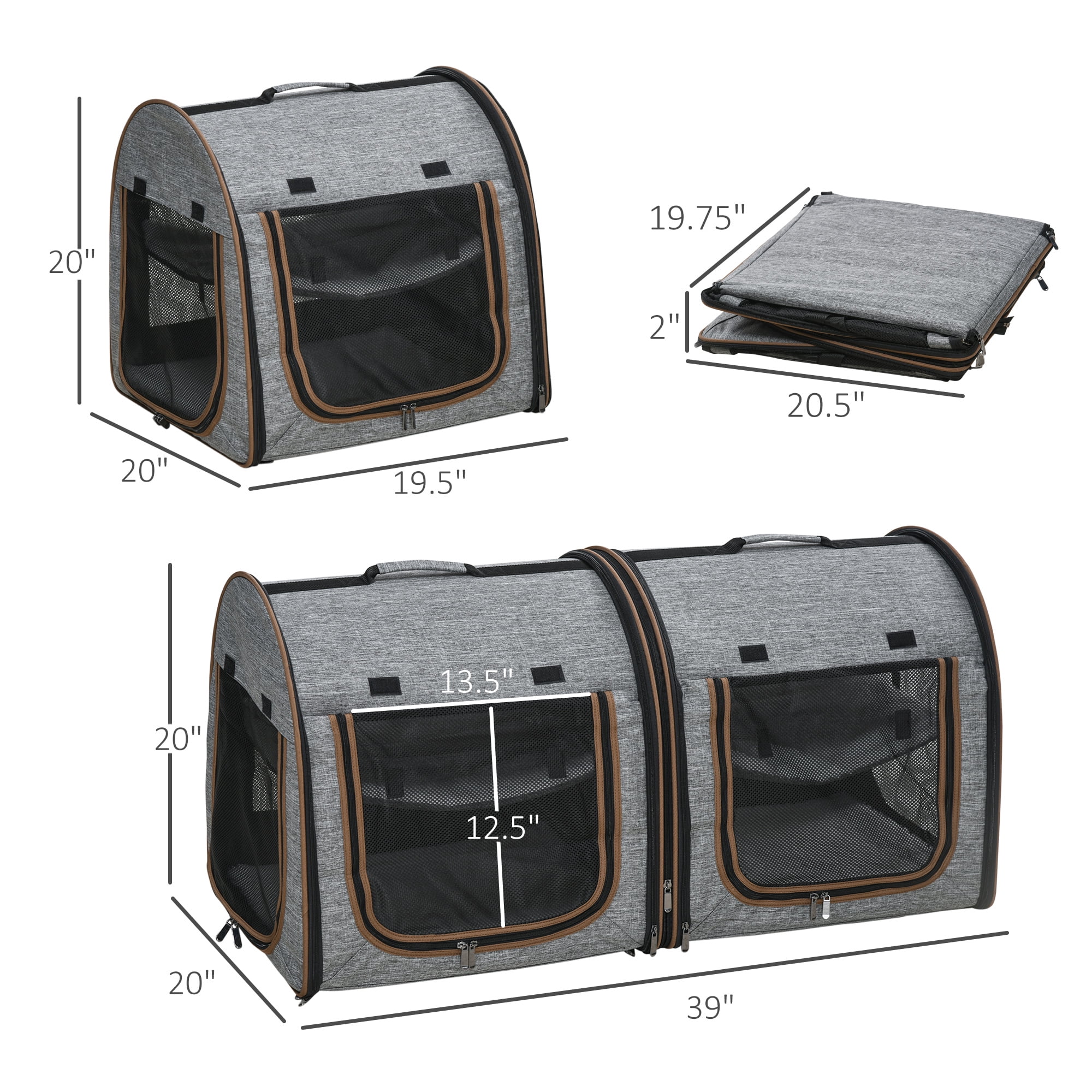 Travel Pet Crate,Portable Soft-Sided Cat Carrier Bag