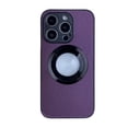thumbnail image 3 of Slim for iPhone 13 Pro Case Leather | Protective i13 Pro Leather Case | for Men Woman | Compatible with Magsafe Magnetic | Plain Logo View Dual Camera Protection Phone Cover,Darkpurple, 3 of 5