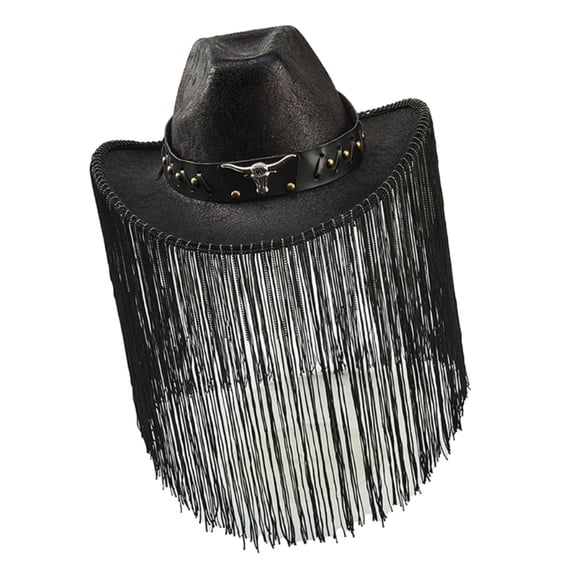 Classical Cowboy Hats With Flowing Fringe Adjustable Band Soft Comfortable Outdoor Event Costume Parties