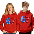 thumbnail image 2 of CAIXIA Boys Hoodies Size 10 12 67 Six Seven 67 Sweatshirt Kids Long Sleeve Fleece Sports Graphic Pullover Fall Kids Clothes,Red, 2 of 7