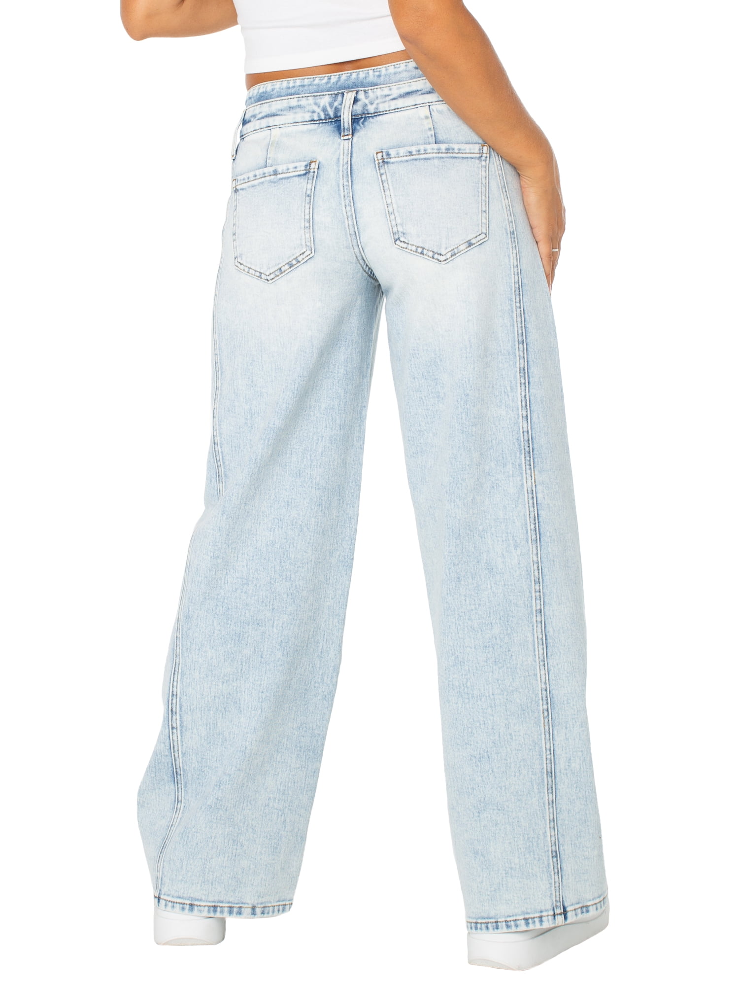 Celebrity Pink Women's Low Rise Double Waistband Wide Leg Jeans, Sizes 1-21