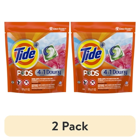 (2 pack) Tide Pods Laundry Detergent Soap Packs with Downy, April Fresh, 12 Ct