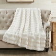 thumbnail image 4 of Home Soft Things Line Drawing Faux Fur Throw Blanket with Micromink Back, Luxury Soft Cozy Plush Fluffy Fuzzy Reversible Thick Warm Throw Blanket, 60x70 inches, White, 4 of 10
