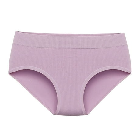 Scyoekwg Women s Cotton Underwear Mid Waisted Underwear Stretchy Comfort Leak Proof Crotch Underwear Panties Ladies Underpants Hipster Panties Solid Color Underpants(Purple 2XL)