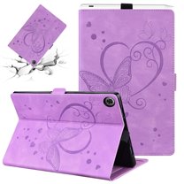 SaniMore Case for Samsung Galaxy Tab A8 10.5" 2022 SM-X200/X205, PU Leather Case with Embossed Butterfly Shockproof TPU Back Card/Pen Holder Anti-slip Stand Full Protective Fashion Wallet Case, Purple