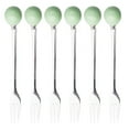 thumbnail image 1 of 6pcs Ceramic Handle Mini Stainless Steel Fork Flatware Tableware for Cake Coffee Dessert (Light Green Fork), 1 of 8