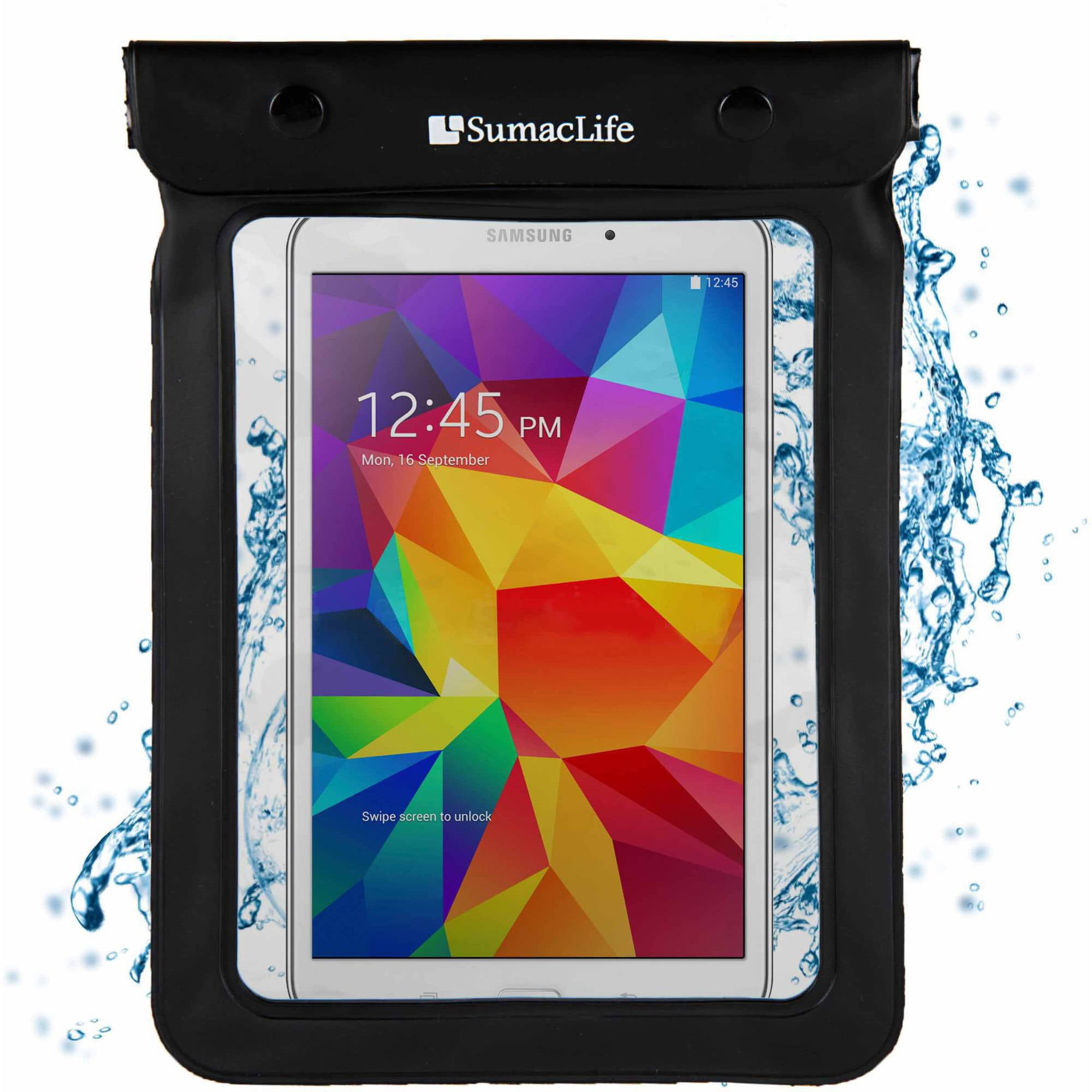 SUMACLIFE Waterproof Triple Zip Clear Case Carrying Bag (with Lanyard) for Tablets up to 8.5in x 6in