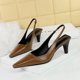 thumbnail image 5 of Zapatos de tacón medio estilo minimalista para mujer, con tacón alto cónico, boca baja, punta cuadrada pequeña, tira trasera hueca, versátiles, 5 of 5