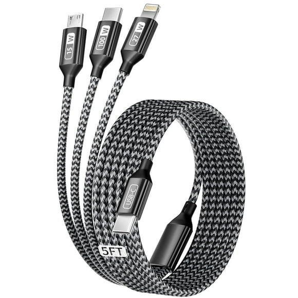 Cable de carga Idison USB C 3 en 1, carga rápida, 100 W, 1,5 m