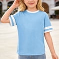 thumbnail image 4 of Girls' Summer Shirts, Cute Tops, Ruffle Sleeve, Crew Neck, Casual Tees, Striped Print, Short Sleeve, Comfortable Blend Tee for Everyday Play and School Outfits, 4 of 5