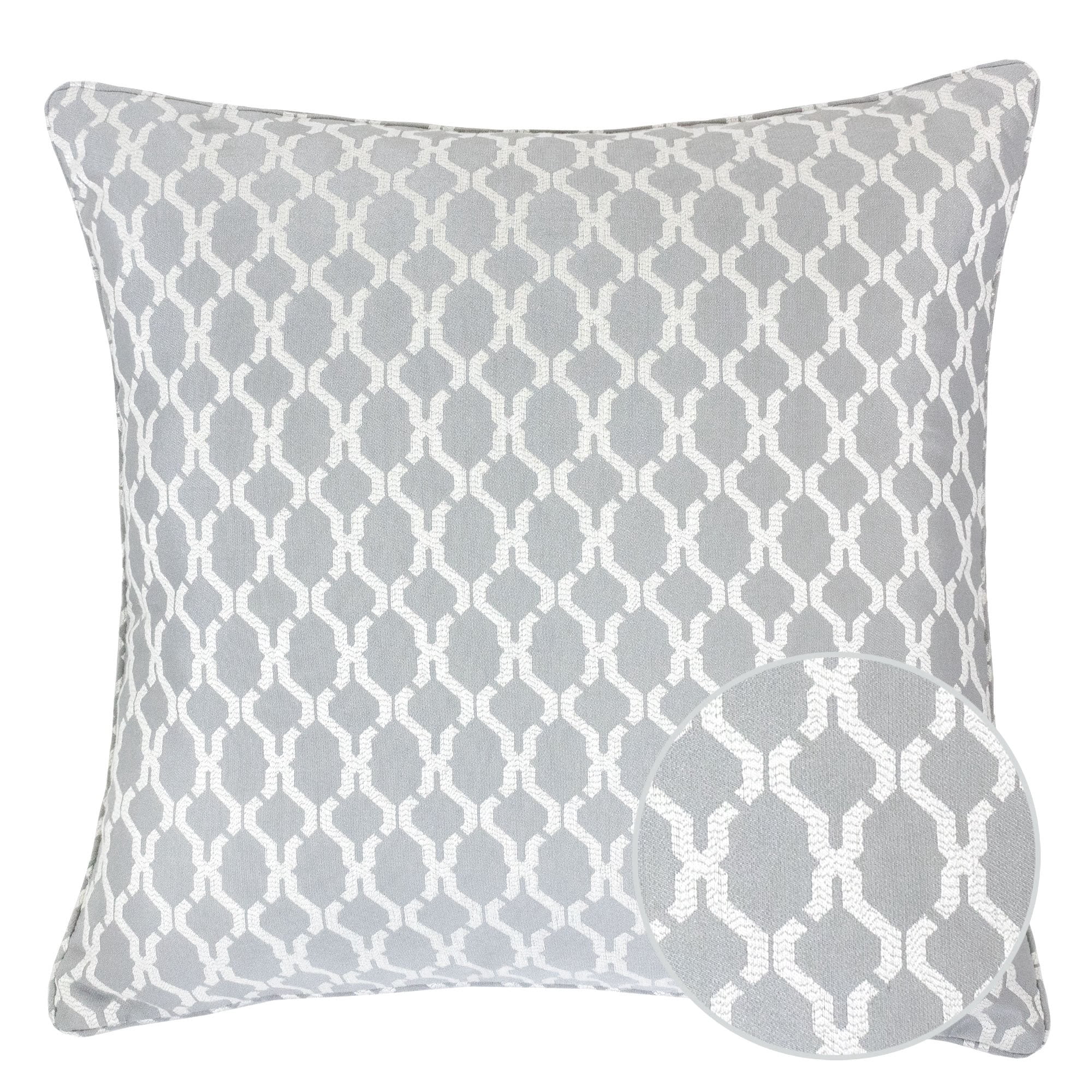 Amelia Silver Geometric Polyester 20 in. x 20 in Throw Pillow (Set of 2)