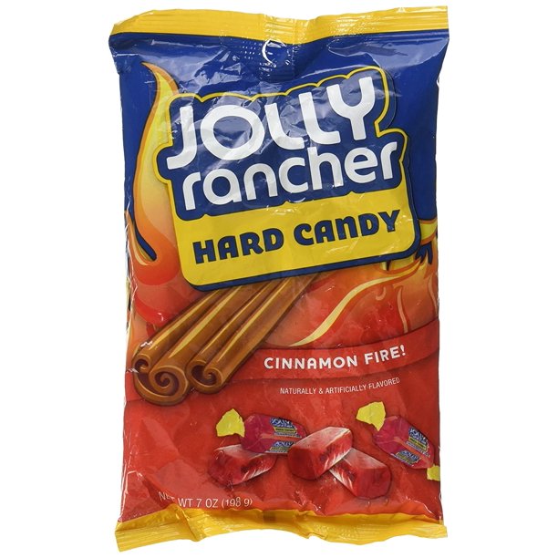 Jolly Rancher Cinnamon Fire! Hard Candy, 7ounce Peg Bag (Pack of 4)