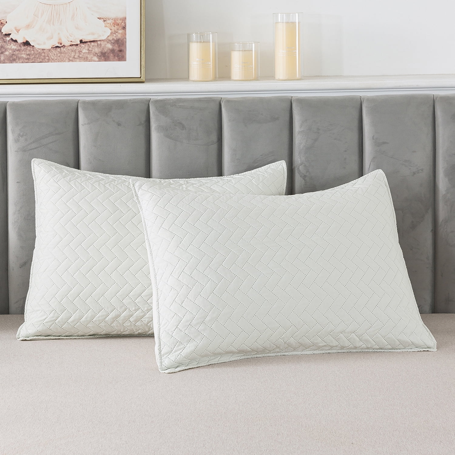 JML Quilt Set Queen Size Lightweight Bedspread, Soft Summer Quilt Bedding Set Coverlet for All Seasons with 3 Piece (1 Quilt, 2 Pillow Shams), White
