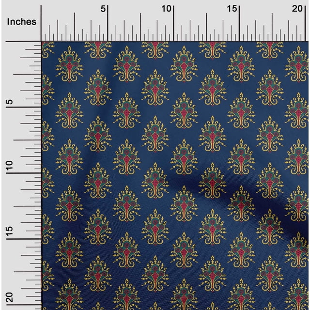 oneOone Viscose Chiffon Fabric Leaves|Floral & Paisley Block Print Fabric BTY 42 Inch Wide