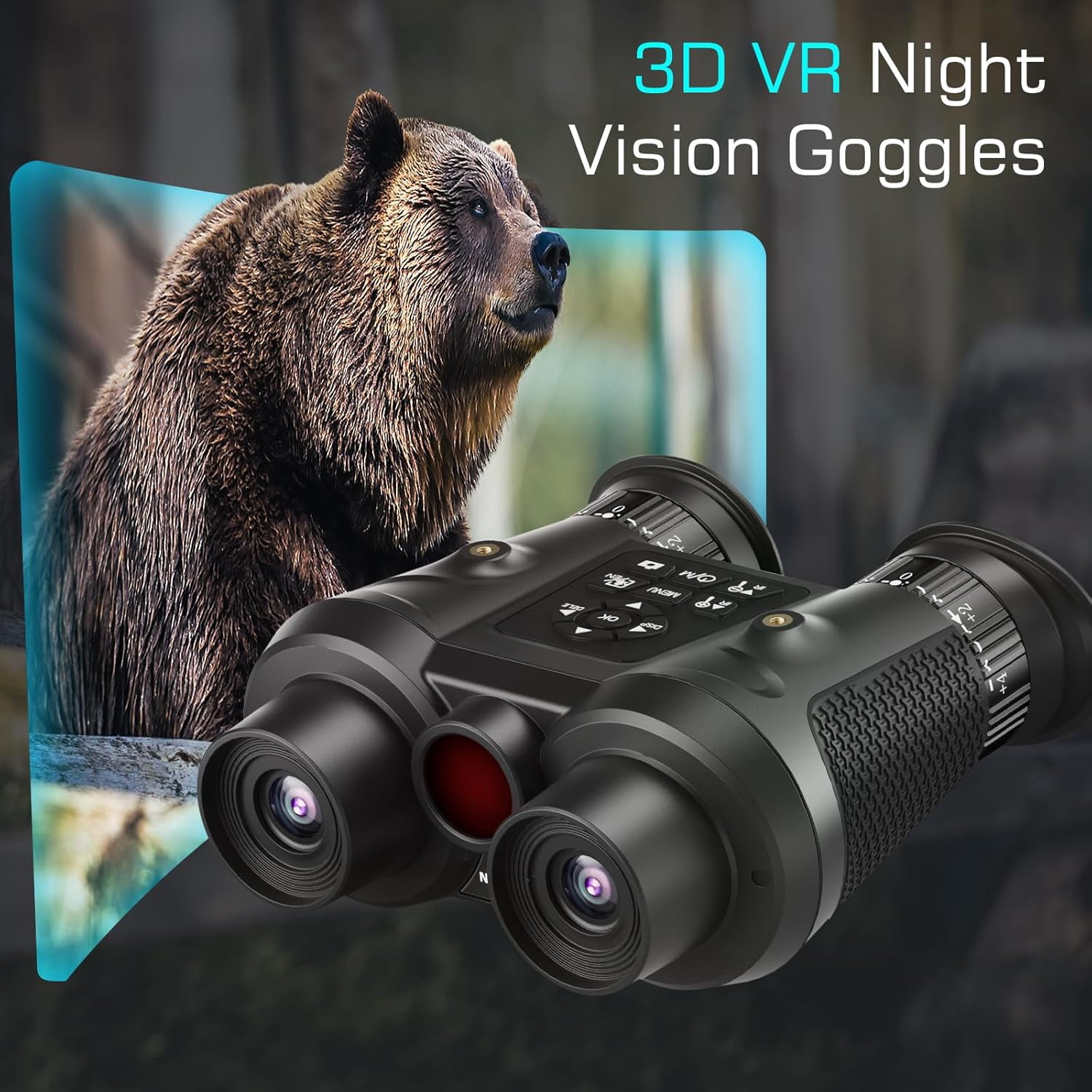 Aorsher 3D VR Night Vision Binoculars, 4K UHD Night Vision Goggles for Adults, Auto Screen Wake and Seamless 3D Integration Tech Infrared Goggles 6X Digital Zoom