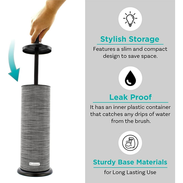 Brookstone Luxury Toilet Brush and Holder with Splash Protective