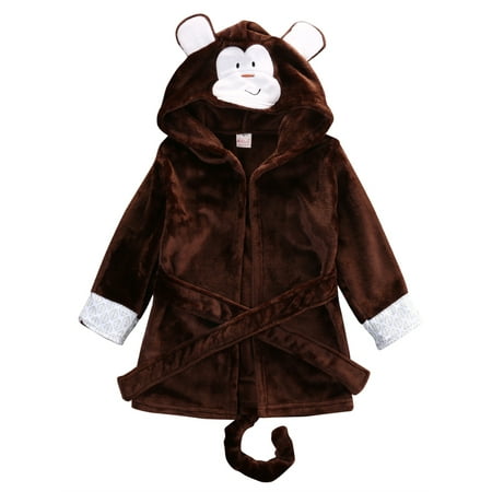 

Kids Toddler Baby Girl Boy Hooded Robe Bath Towel Cute Fleece Cartoon Animal Warm Soft Plush Bathrobe Sleepwear Pajamas with Belt