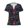 thumbnail image 4 of Wukai Graffiti Art Casual V-Neck Graphic Tees for Women: Lightweight and Breathable Summer Tops with Stylish Design-X-Large, 4 of 8
