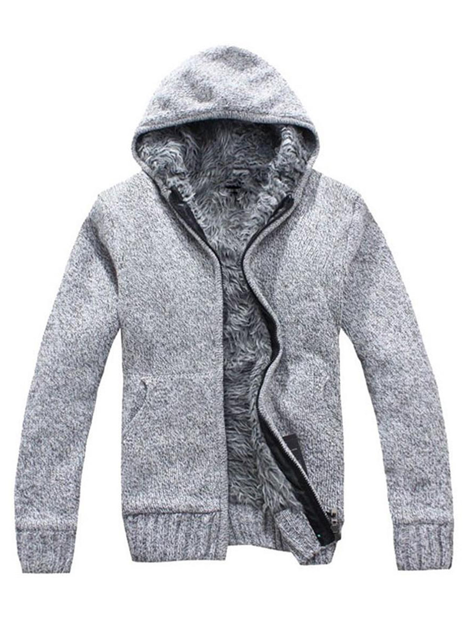 Mens Winter Thick Sweater Warm Zip Casual Knitwear Coat Long Sleeve Top Outwear 